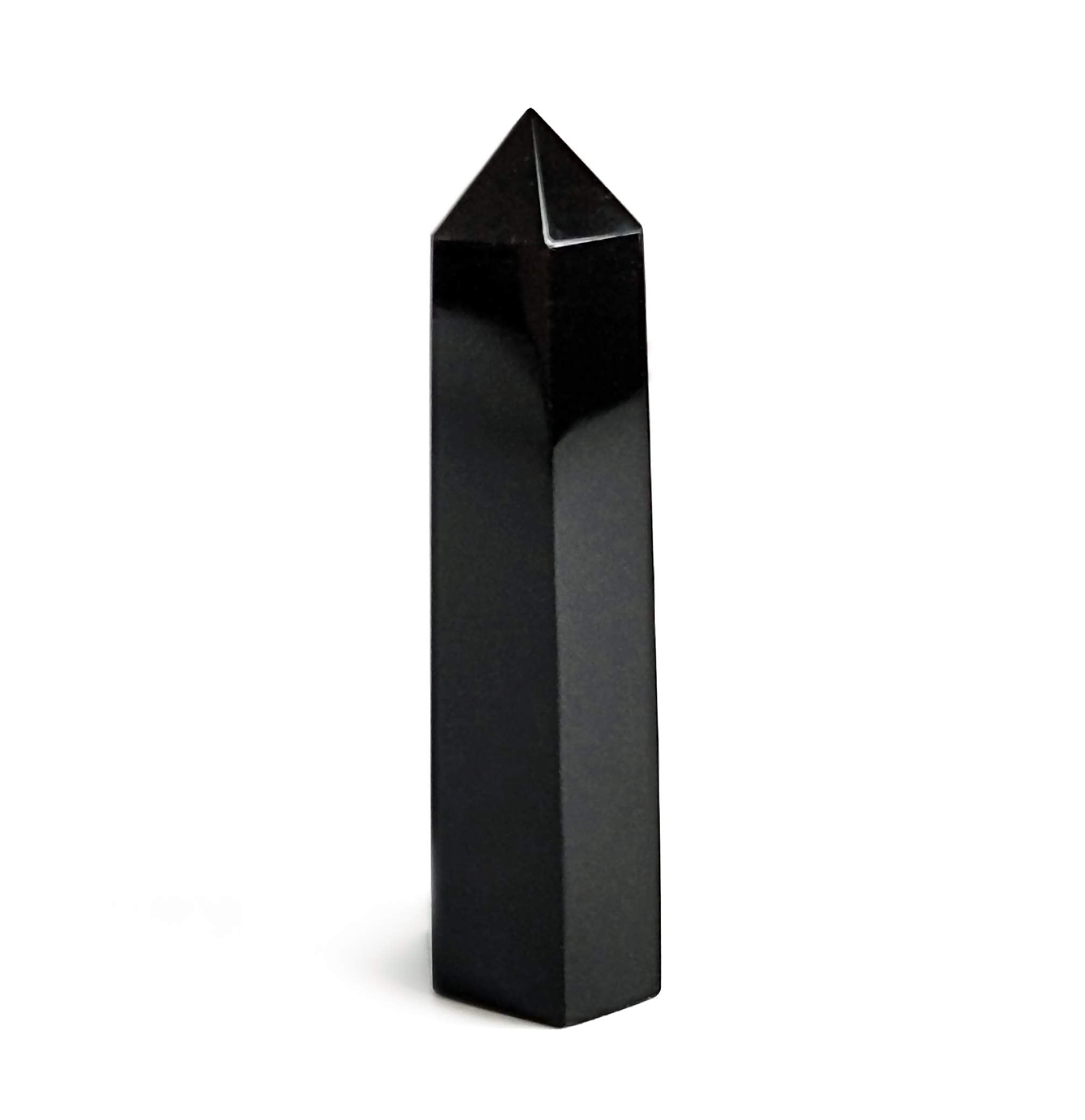 Mina Heal Black Obsidian wand front view with pointed tip for focused energy work