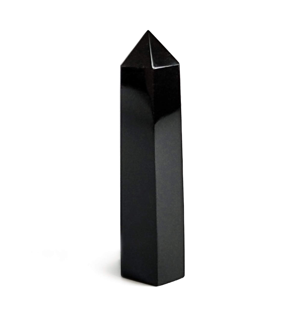 Mina Heal Black Obsidian wand front view with pointed tip for focused energy work