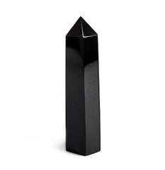 Mina Heal Black Obsidian wand front view with pointed tip for focused energy work