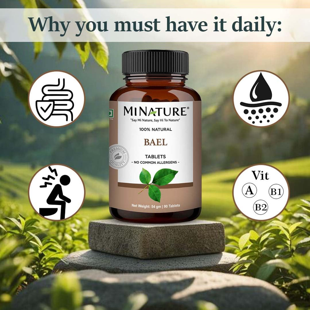 Minature Bael Tablet capsules show easy-to-swallow form.