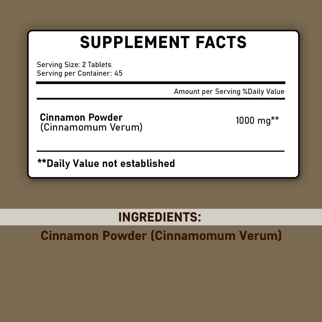 Minature Cinnamon Tablets packaging highlighting plant-based formula