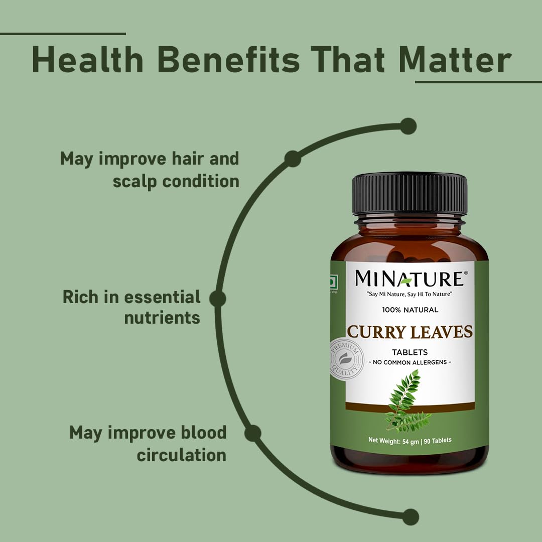 minature curry leaves tablet capsules close-up highlighting 1000mg potency