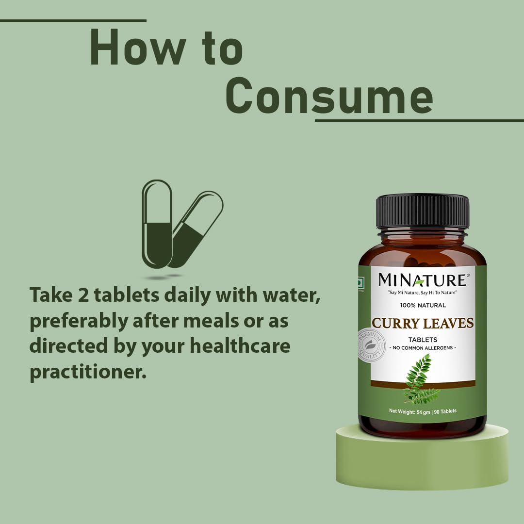 minature curry leaves tablet ingredients image featuring curry leaves extract