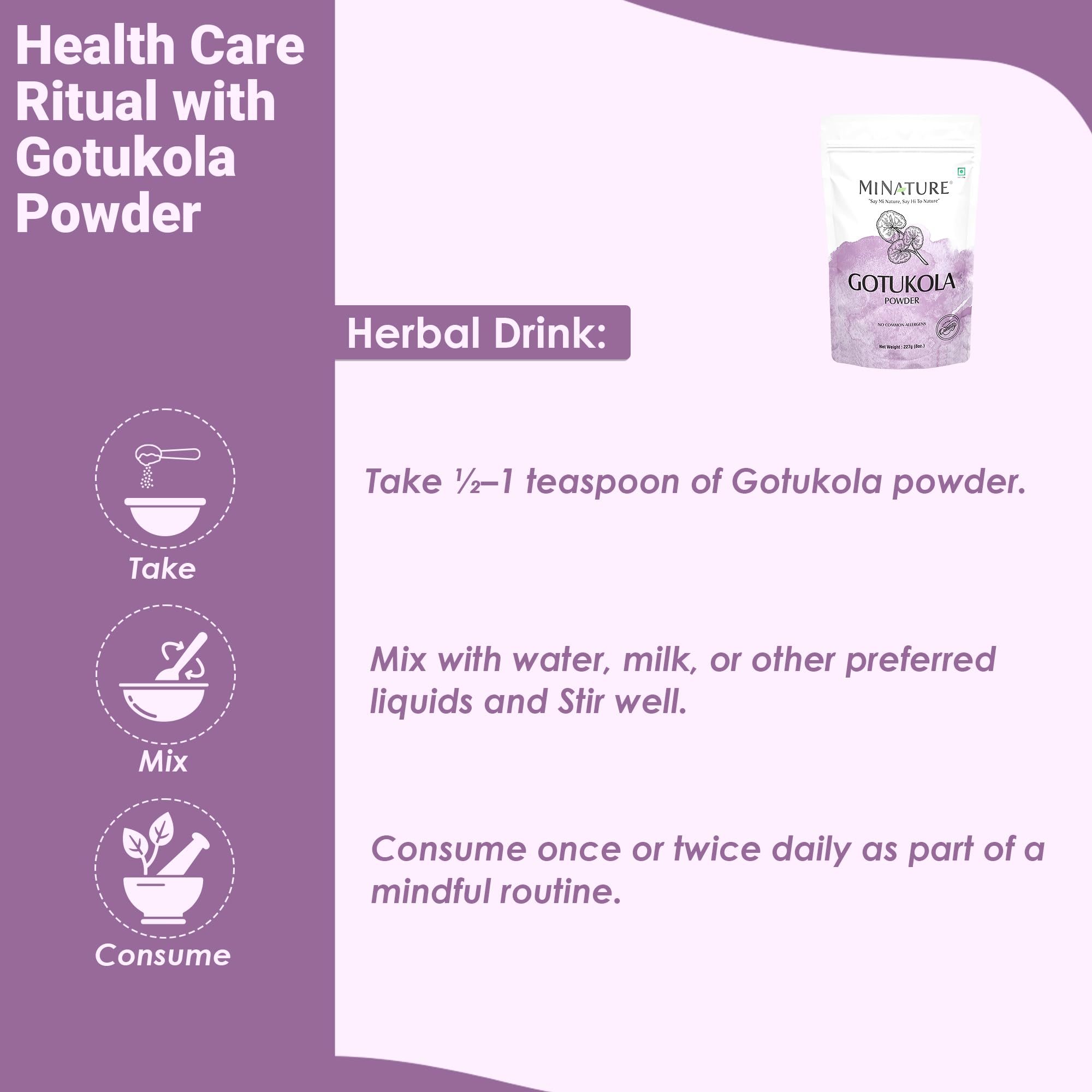 Gotu Kola powder dissolving in water for a quick herbal drink.