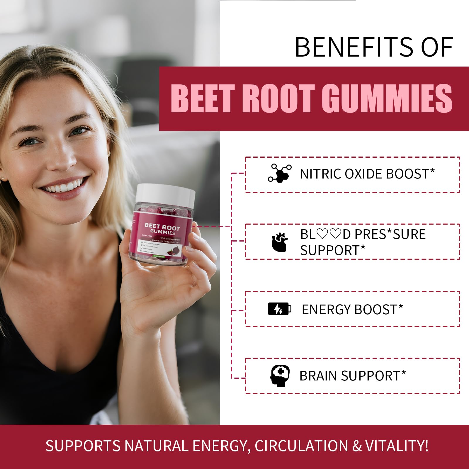 Minch Beet Root Gummies label highlights 8-in-1 formula for overall wellness
