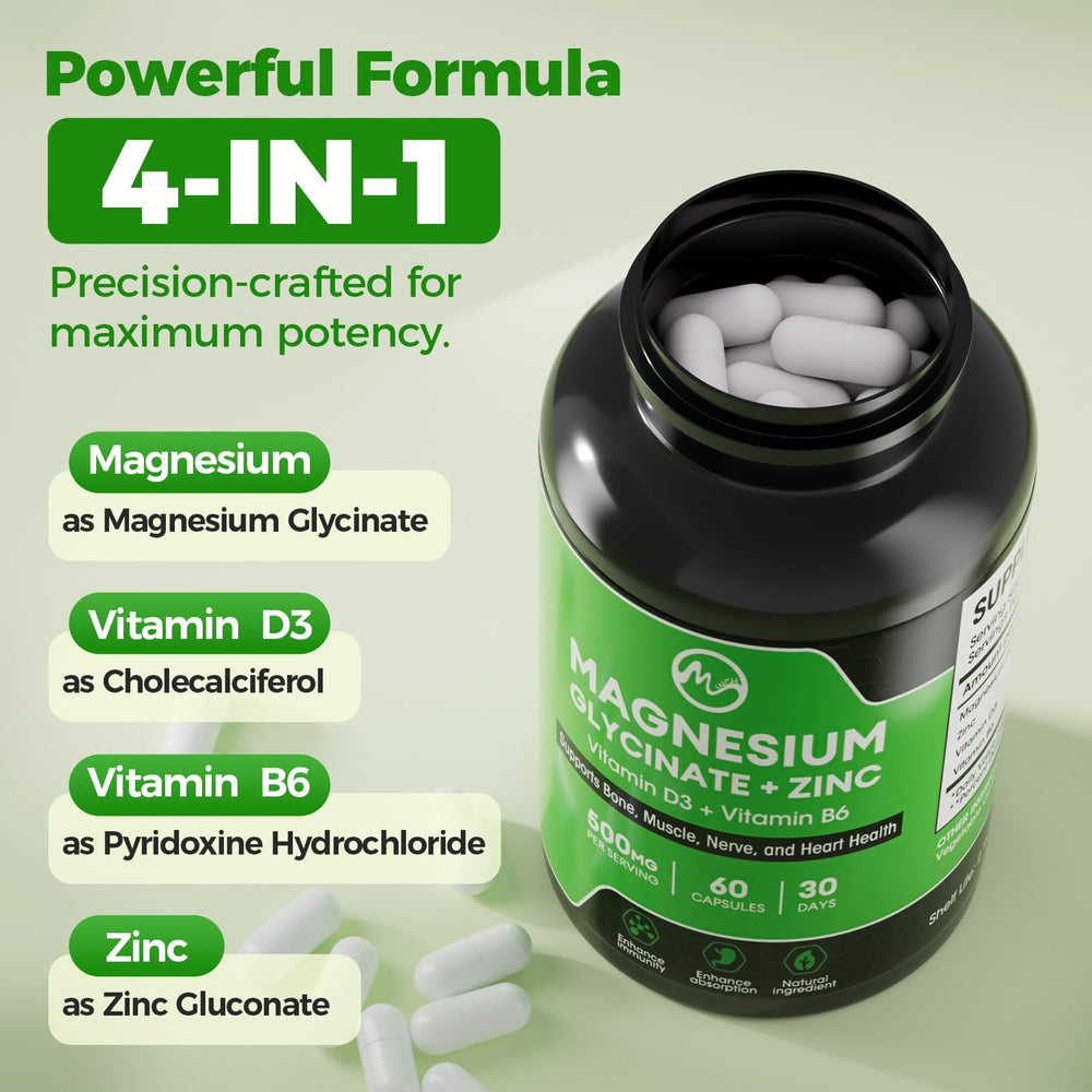 Minch magnesium glycinate capsule close-up highlighting vegan composition.