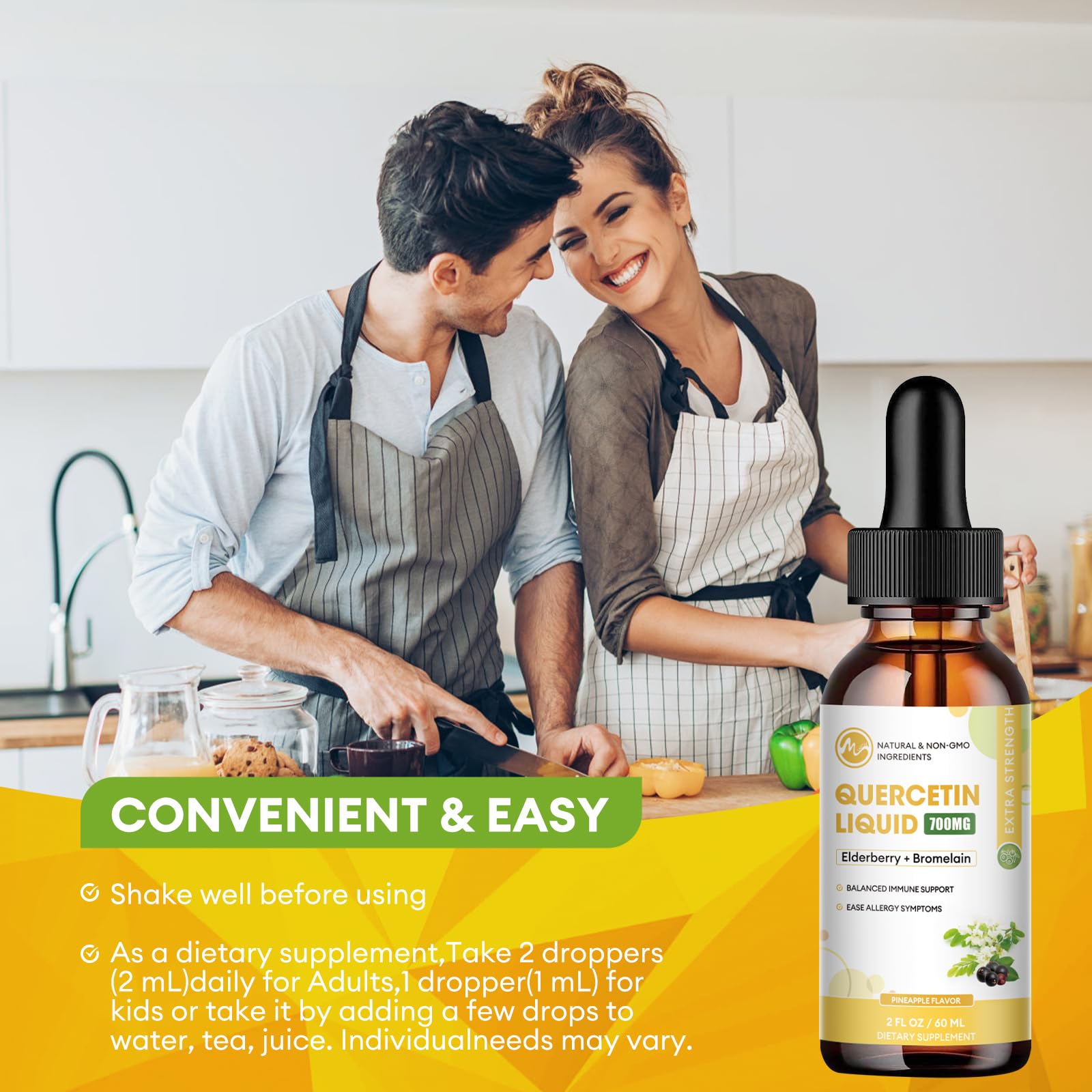minch quercetin liquid drops pineapple flavor bottle for daily use