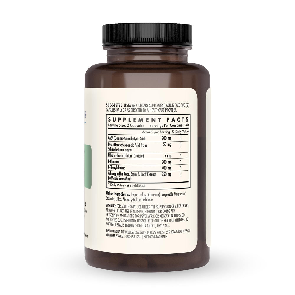 The Wellness Company Mind Lift label detail emphasizing mood balance support
