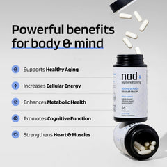 Mindhoney NAD+ capsules close-up showing premium formula for daily energy.