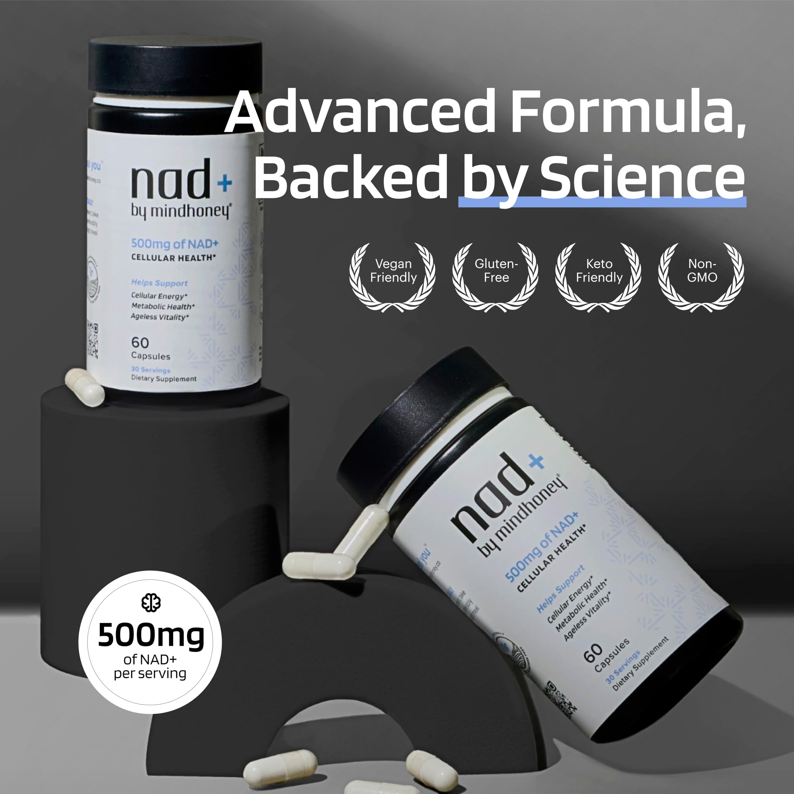 Mindhoney NAD+ energy focus visual for everyday vitality.