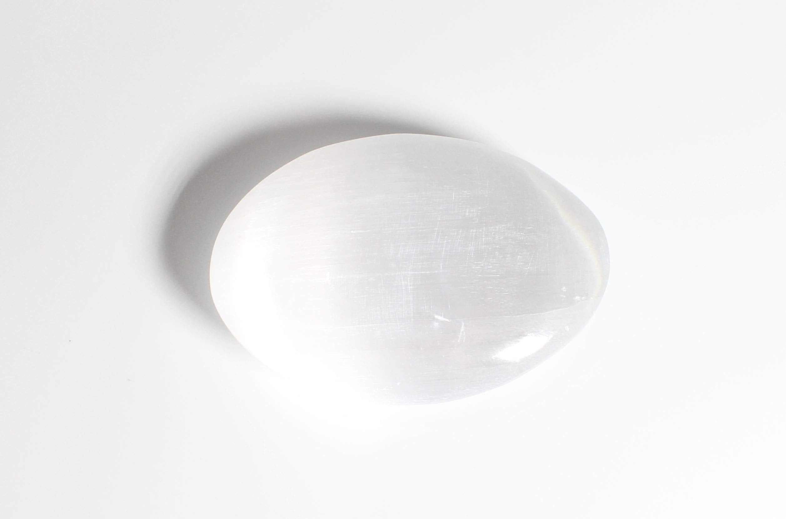 MINERALUNIVERSE Selenite palm stone 2in-2-5in size for handheld use.