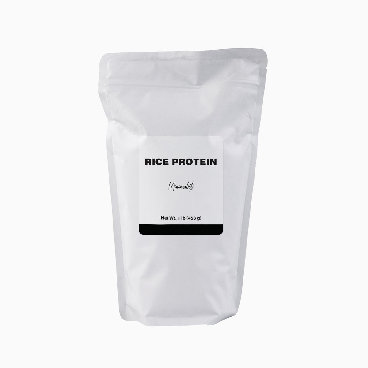Minimalist Rice Protein bag on kitchen counter for quick mixing and convenience