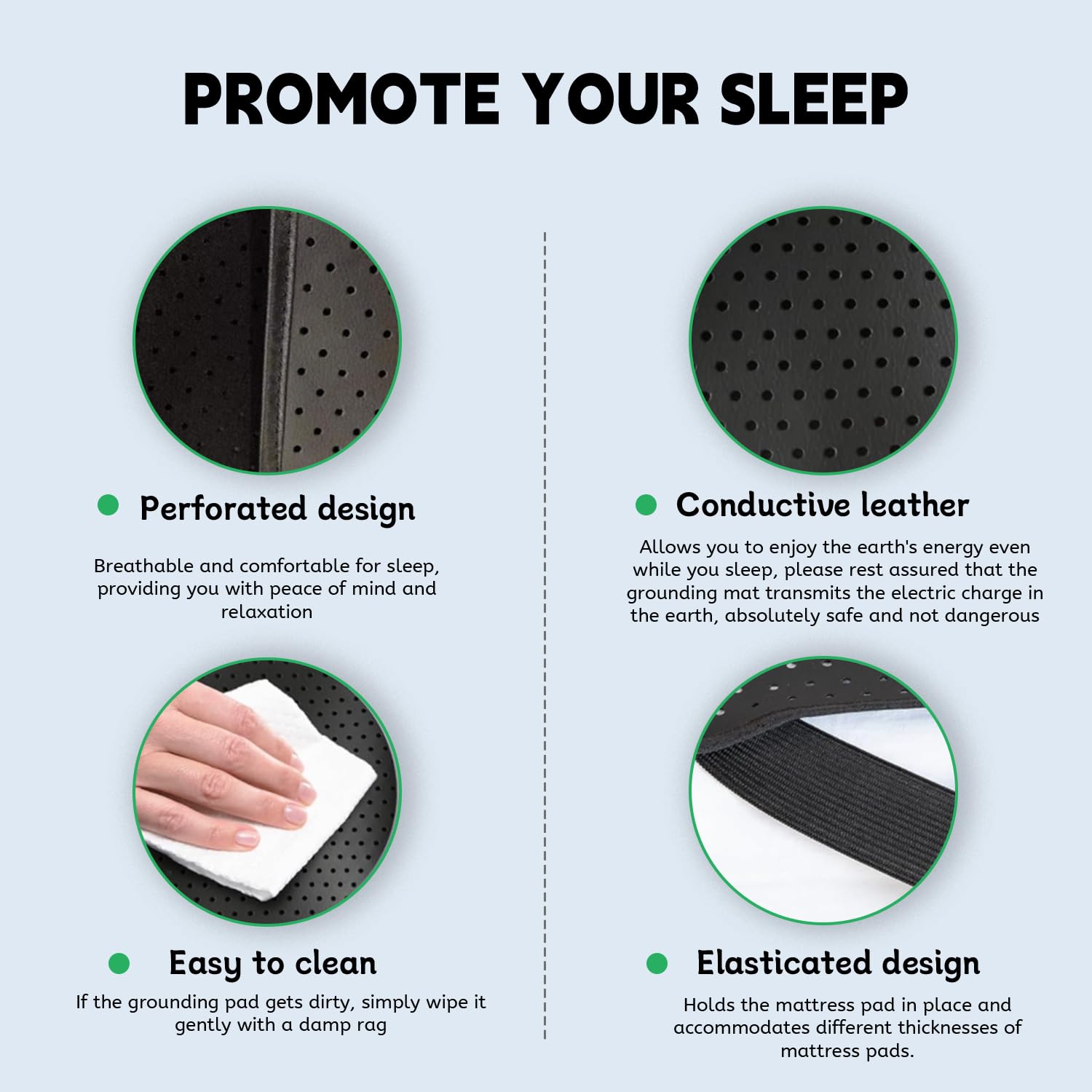 MINPWNP grounding bed mat in use at night promoting restful relaxation.