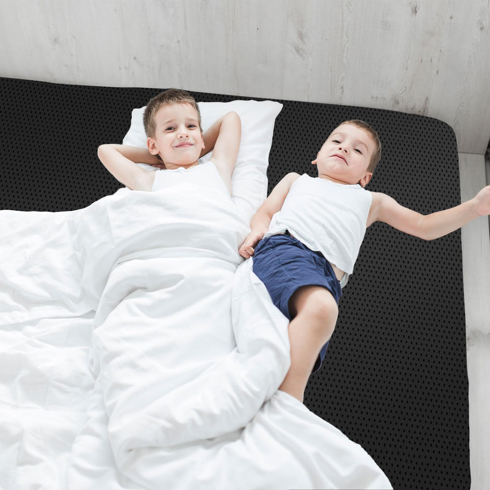 MINPWNP grounding bed mat close-up PU leather texture for breathable comfort.