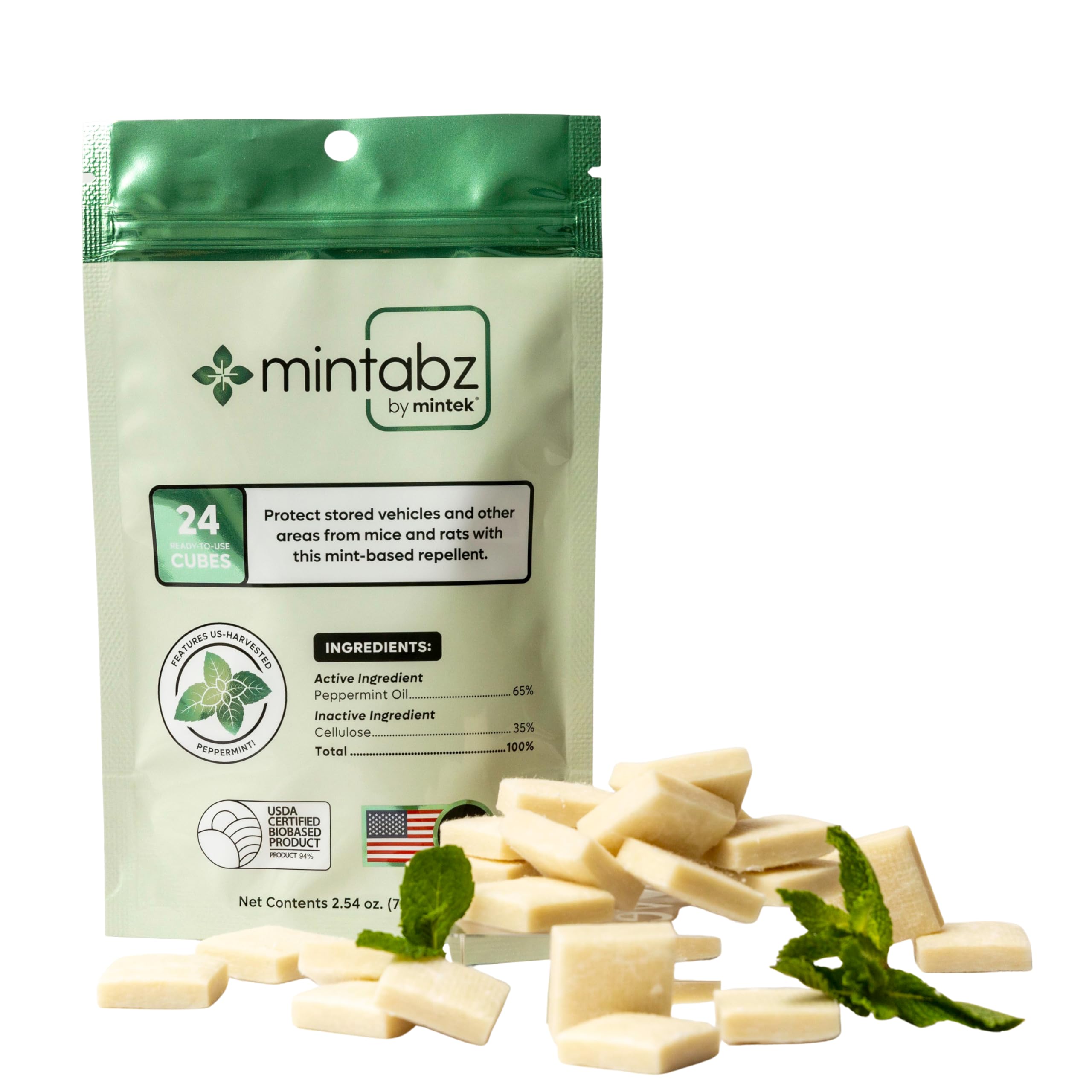 Mintek Mintabz cubes in a drawer offering mess-free pest deterrence
