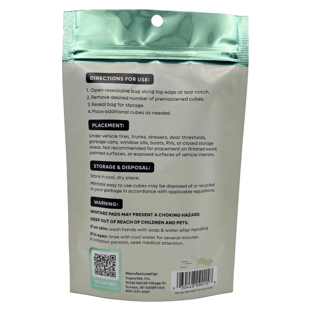 Mintek Mintabz cubes on window sill with natural peppermint scent for deterrence