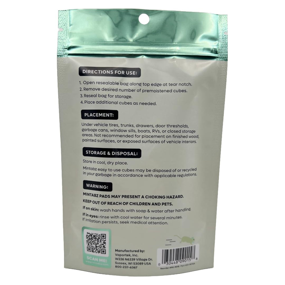 Mintek Mintabz cubes on window sill with natural peppermint scent for deterrence