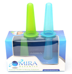 Mira Dynamics soft silicone cup for gentle facial cupping and soothing routine.
