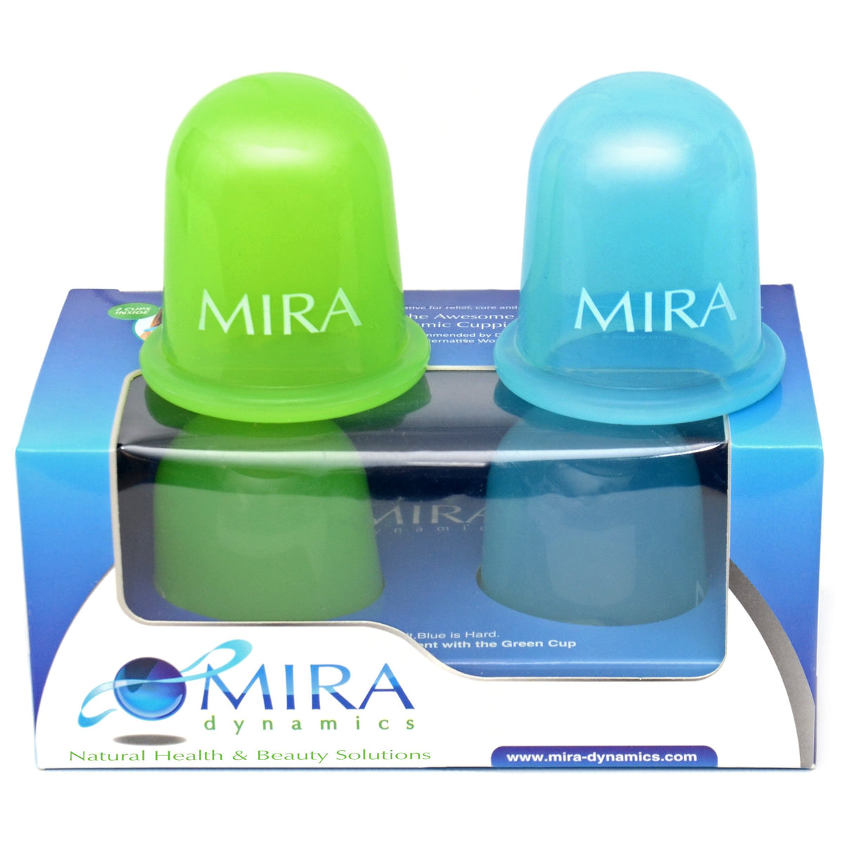 Mira Dynamics soft and hard cupping cups for versatile at‑home massages.