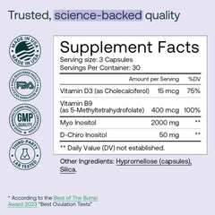 MIRA PCOS daily-dose display illustrating three capsules per day