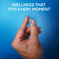 Miracle Molecule hydrogen tablets in hand for on-the-go wellness.