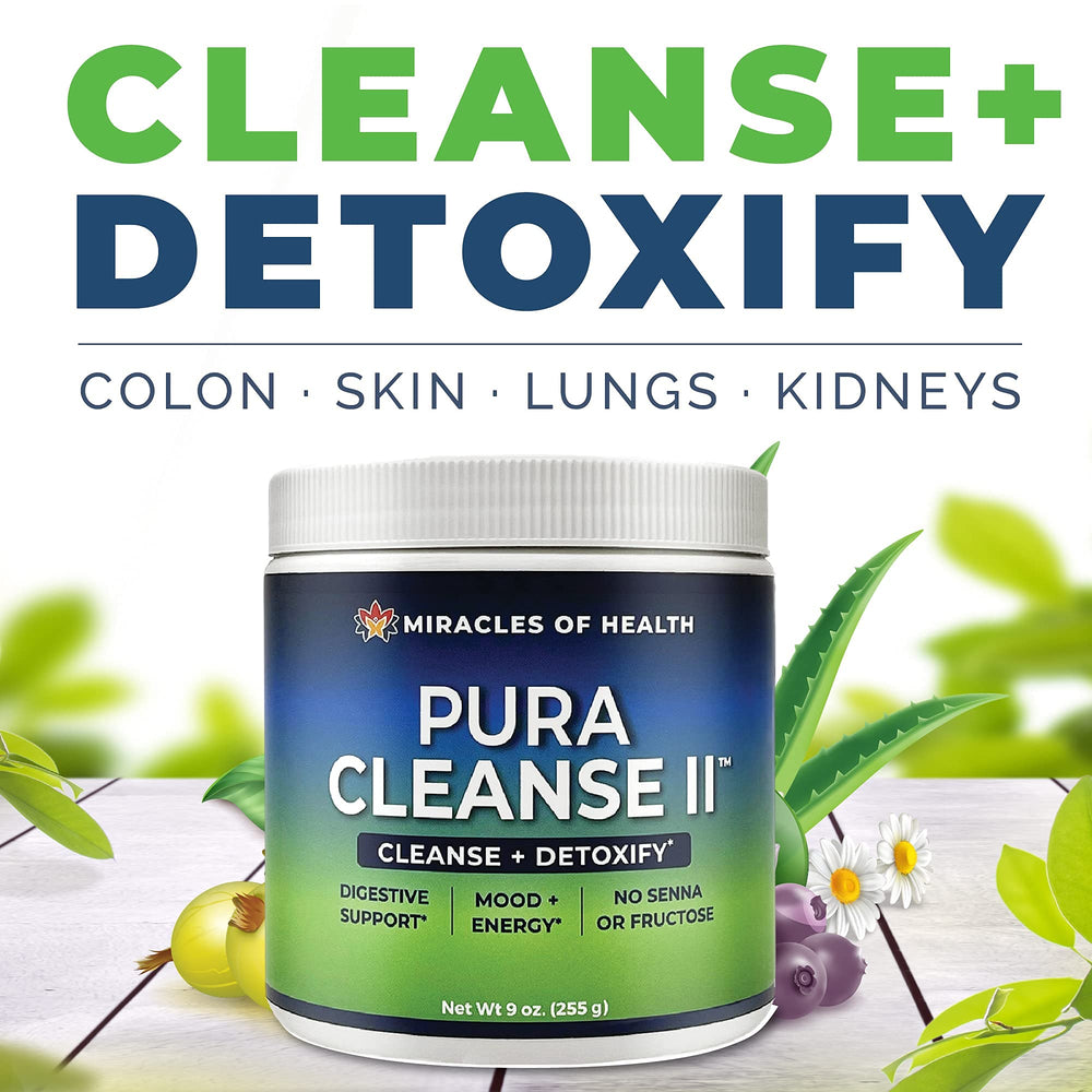 Pura Cleanse II being poured highlights a sugar-free, fiber-rich ritual.