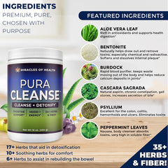 Label highlights 34 premium herbs in Pura Cleanse