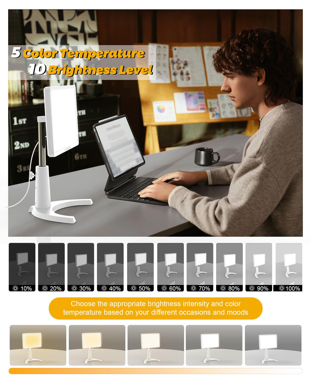 MirthSip 45-degree tilt desk light reduces glare while you work