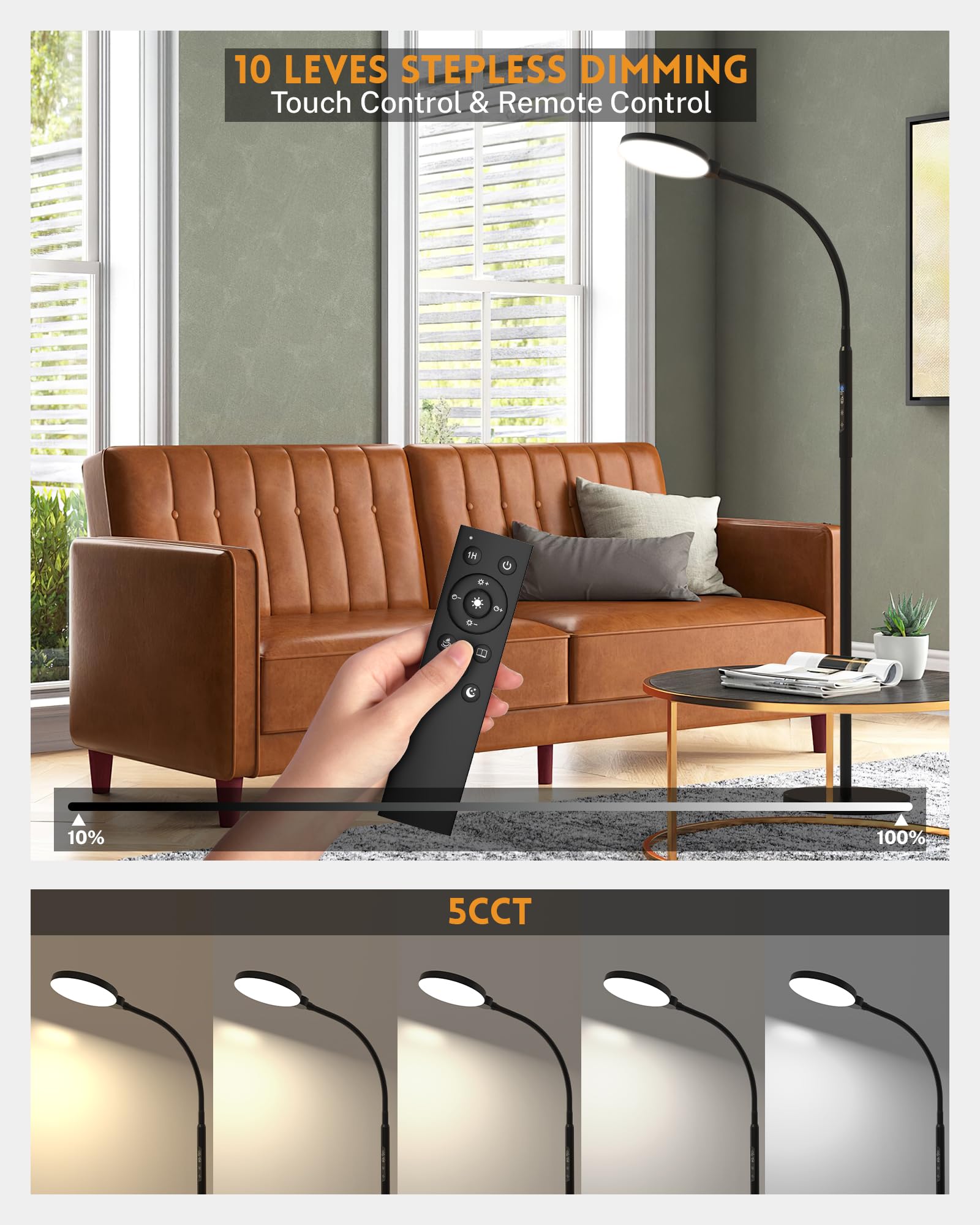 MirthSip lamp with 10 brightness levels for precise light control