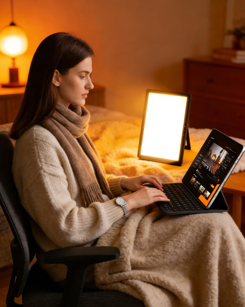 MirthSip Sunlight Lamp angle-adjustment allows optimal reading or project positioning