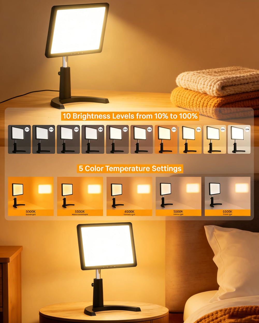 MirthSip Sunlight Lamp desk-setup shows glare-free illumination for study sessions