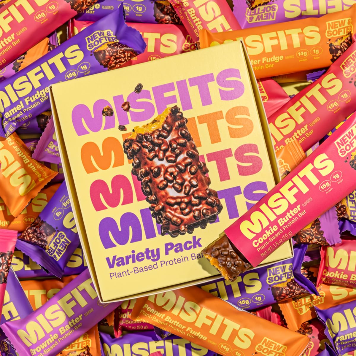 Misfits protein bar on-the-go snack for quick energy.