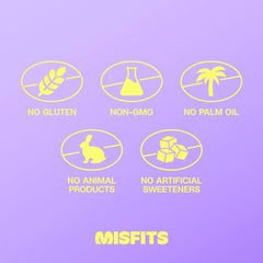 Misfits vegan protein bar on-the-go, crisp protein bites.