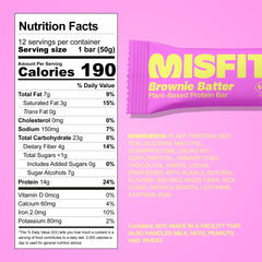 Misfits brownie batter bar with caramel layer for chewy indulgence