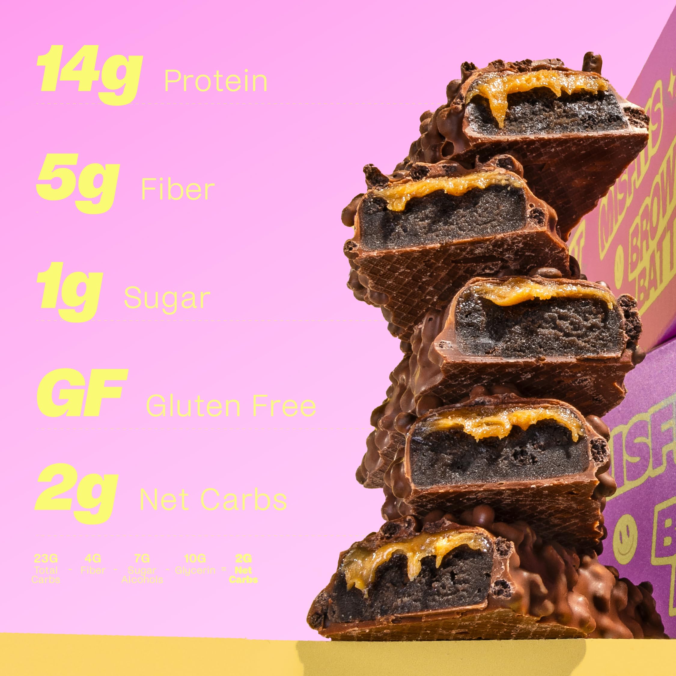 Misfits vegan chocolate coating bar highlighting low sugar and gluten-free attributes
