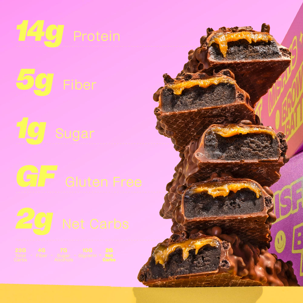 Misfits vegan chocolate coating bar highlighting low sugar and gluten-free attributes