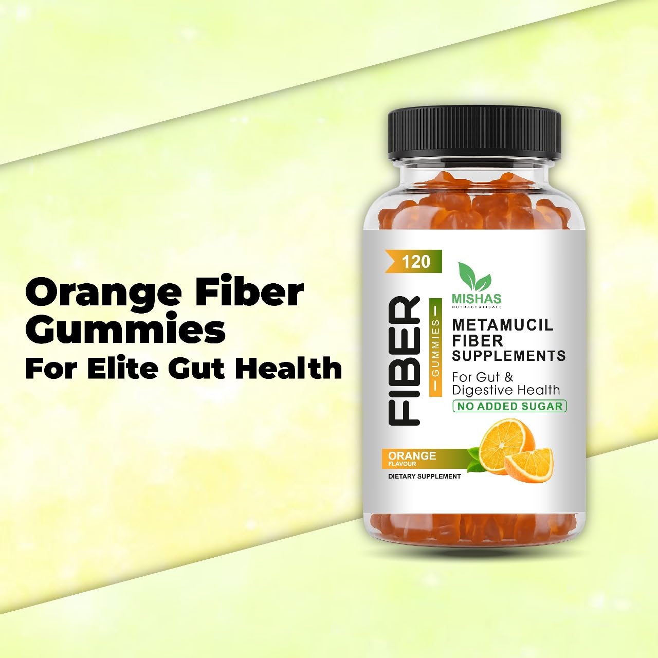 Product on kitchen counter with orange slices suggests flavor cue