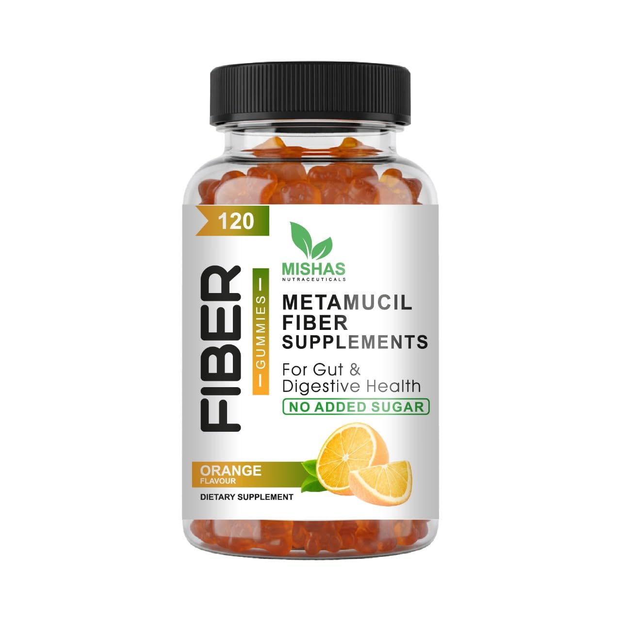 Mishas Fiber Gummies orange bottle promotes easy daily digestive support