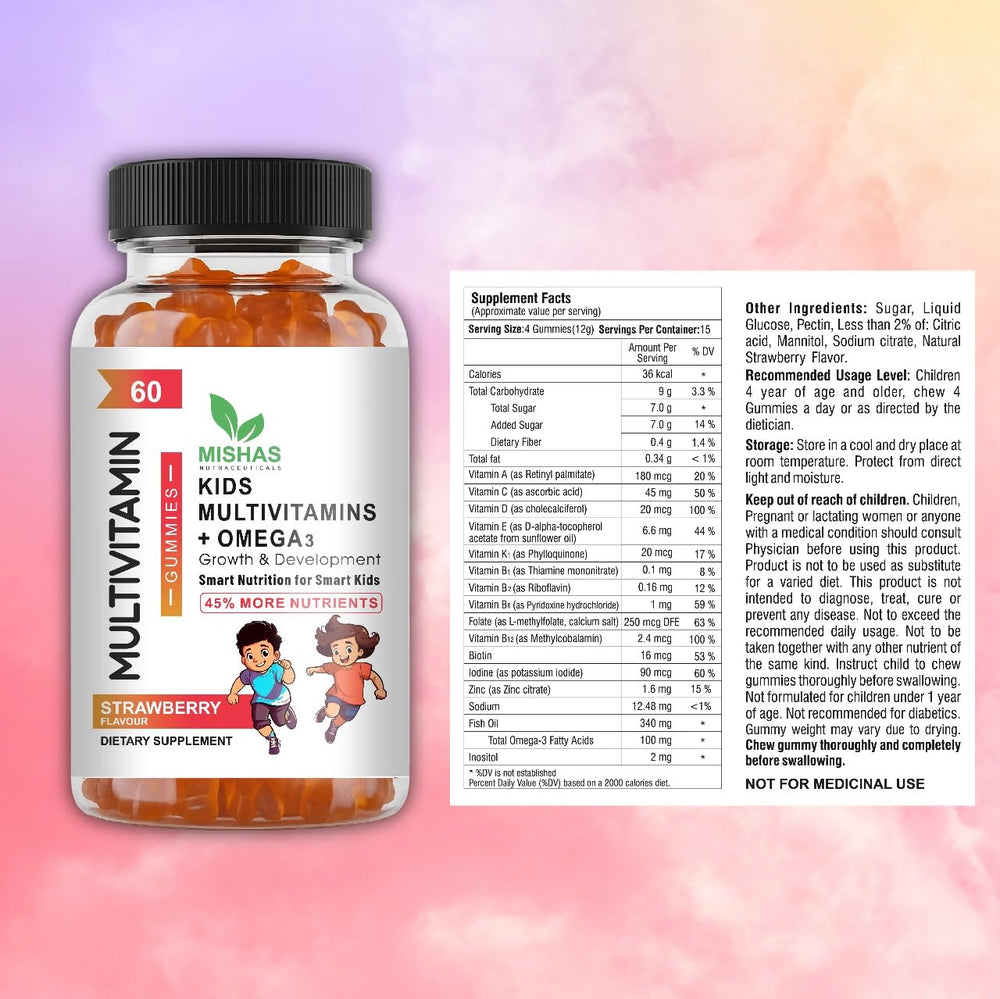 Close-up of Mishas gummies showing flavors for a tasty daily nutrient boost.