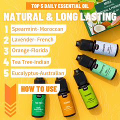 MISIJI tea tree essential oil bottle for clean, fresh aromas.