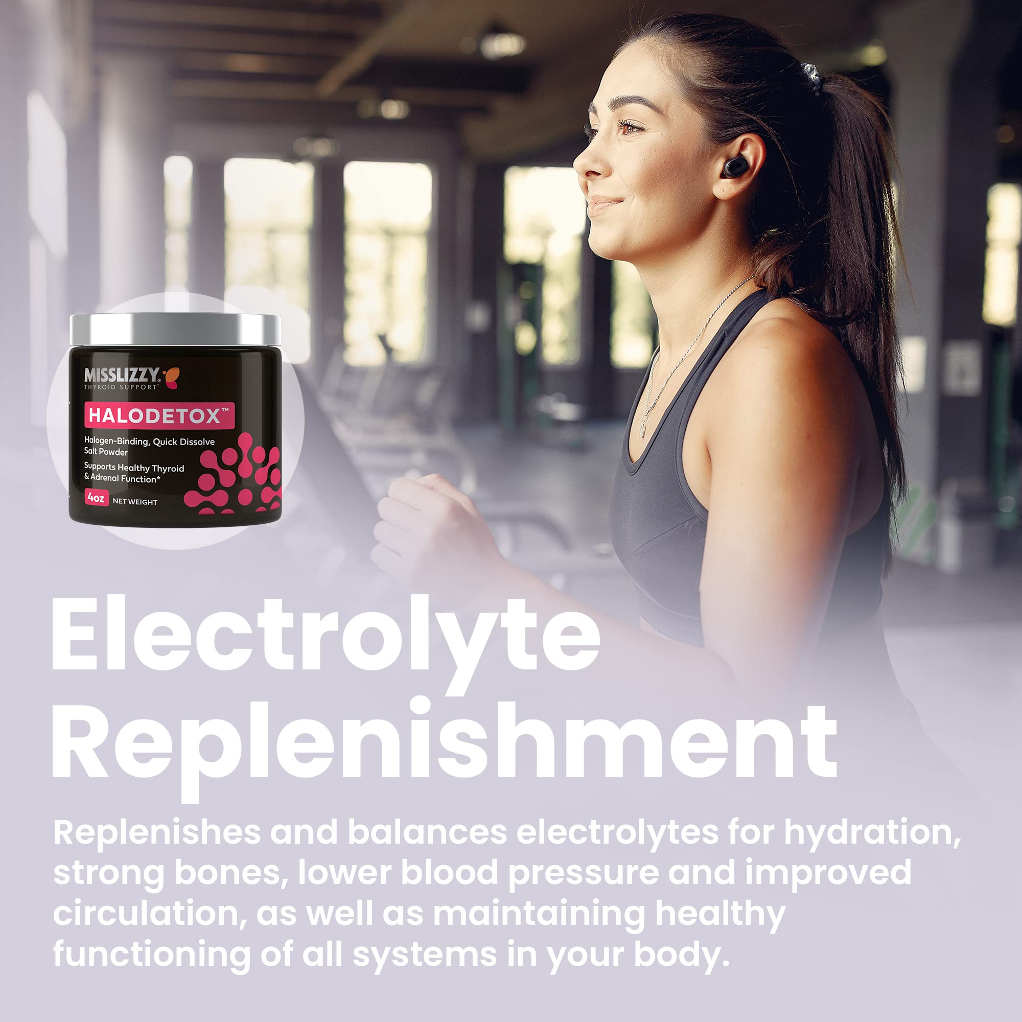 Miss Lizzy HaloDetox packaging with USA-made cGMP process and third-party testing.