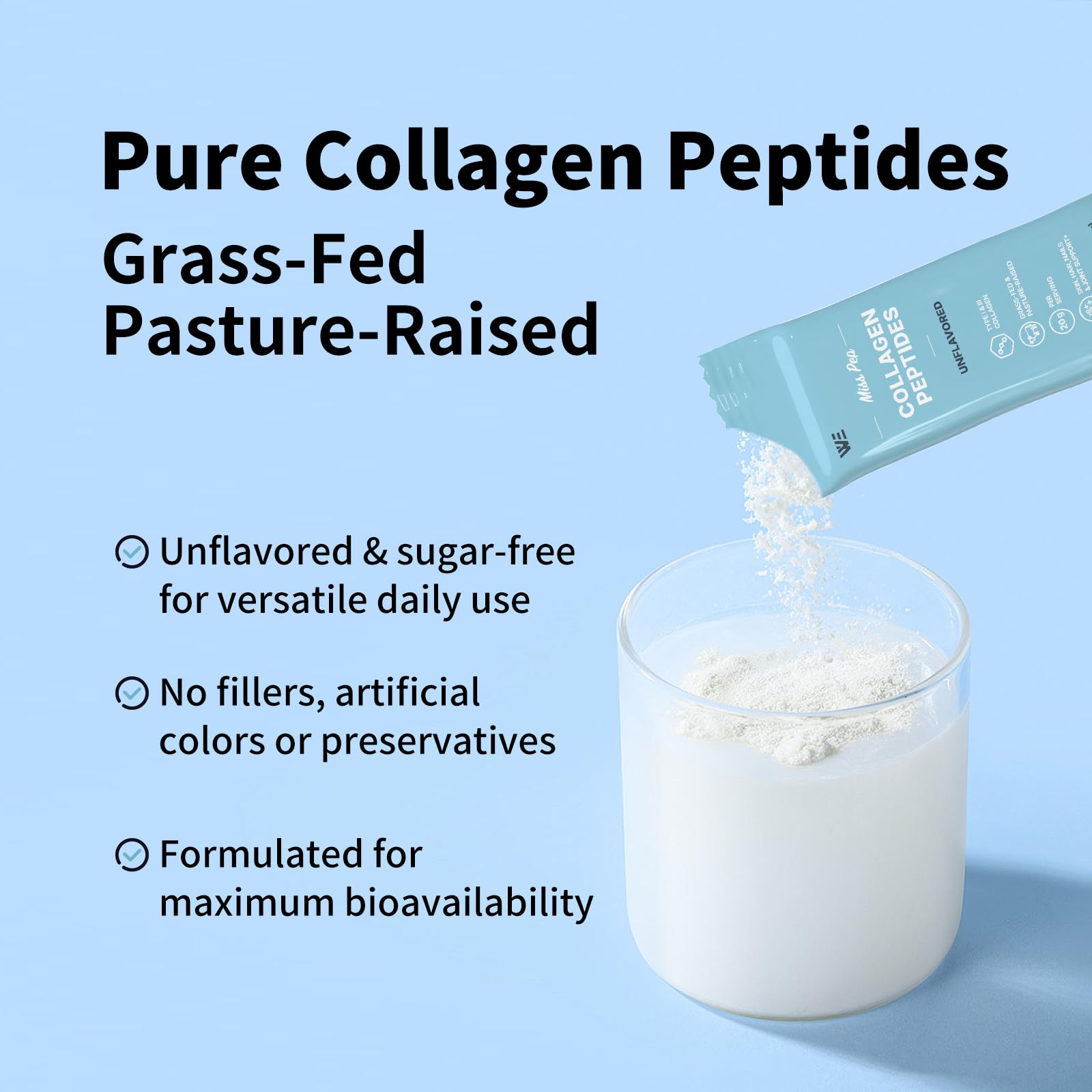 MISS PEP Collagen Peptides stirred into coffee for a flavor-neutral boost.