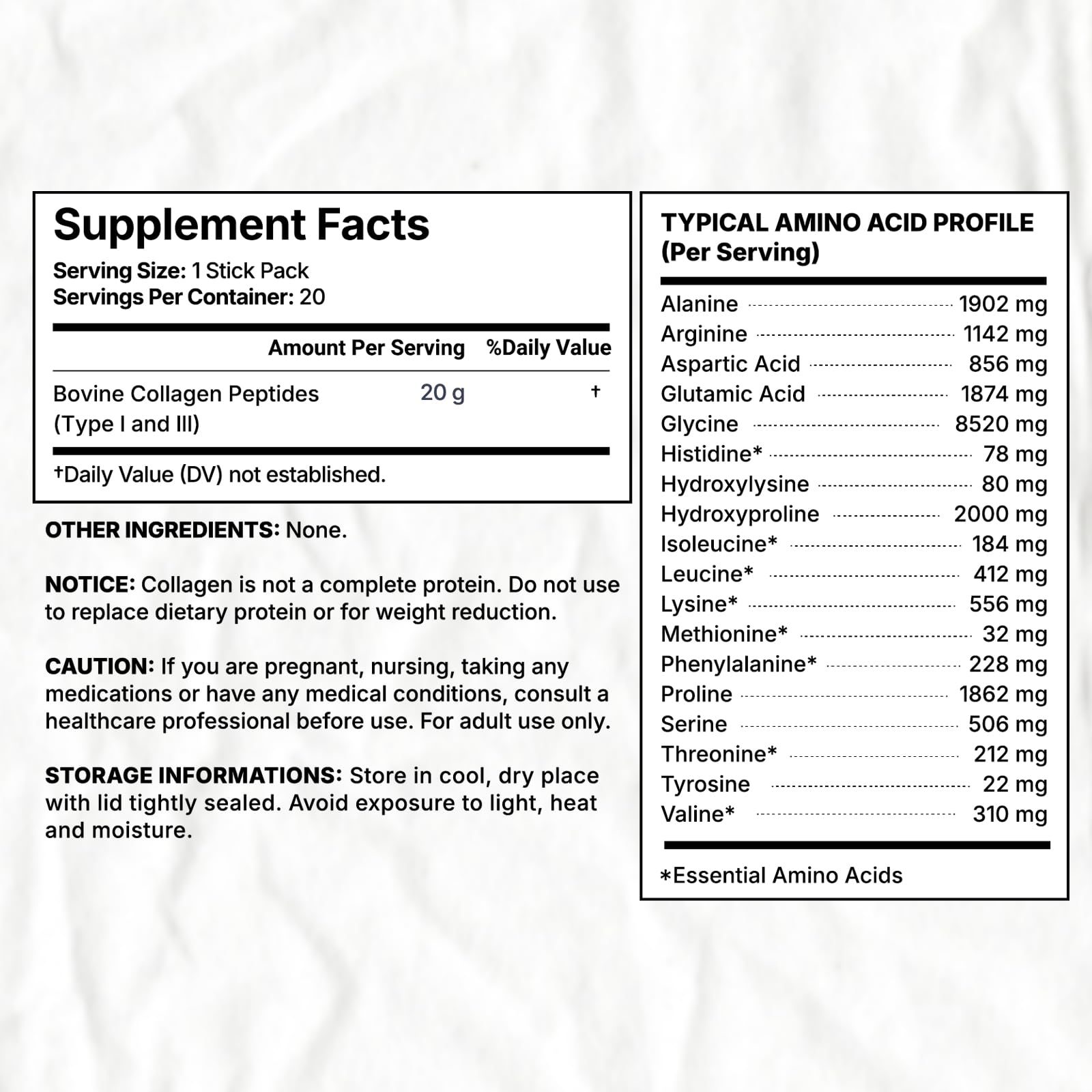 MISS PEP Collagen Peptides ingredients list emphasizing 18 amino acids.