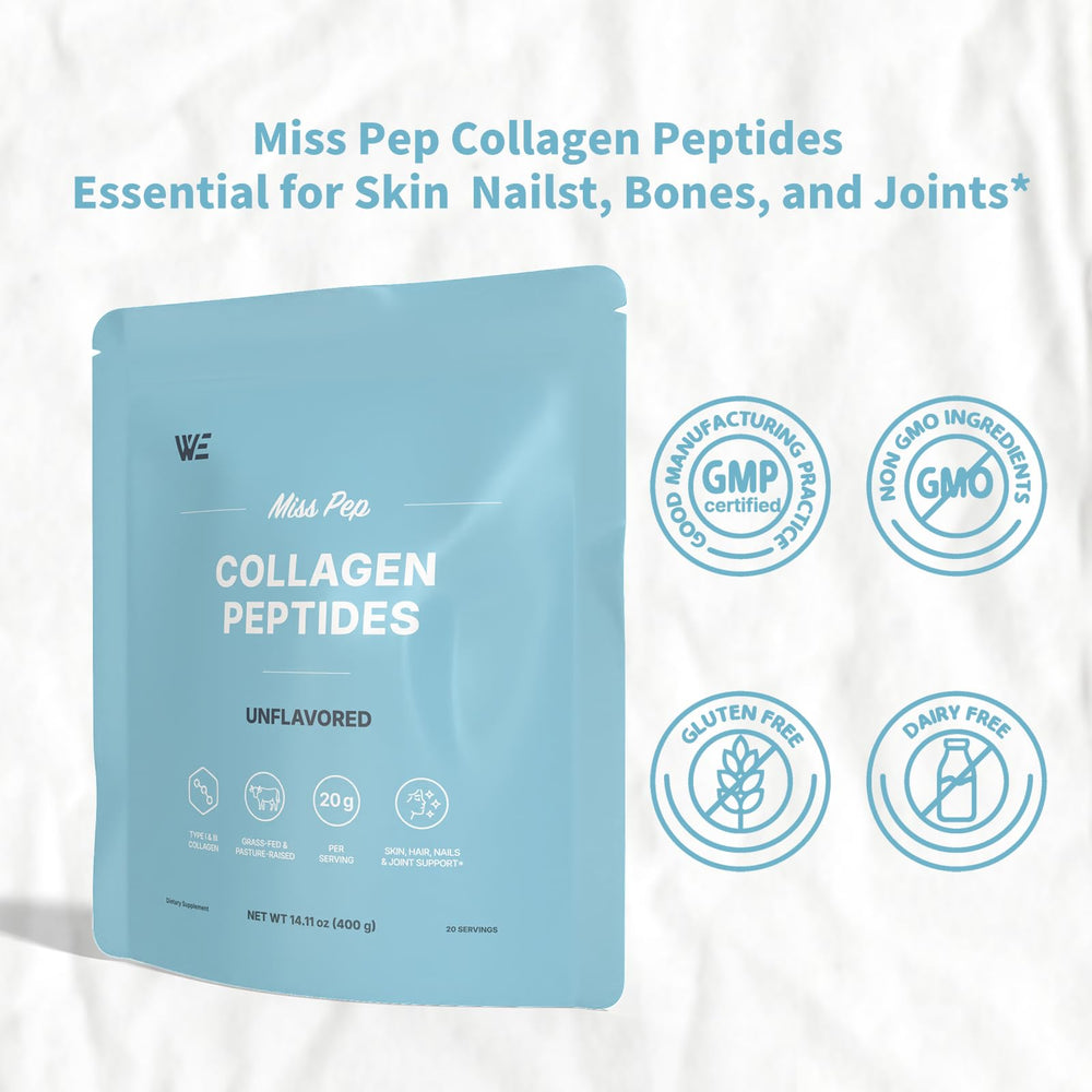 MISS PEP Collagen Peptides sachets for convenient on-the-go use.