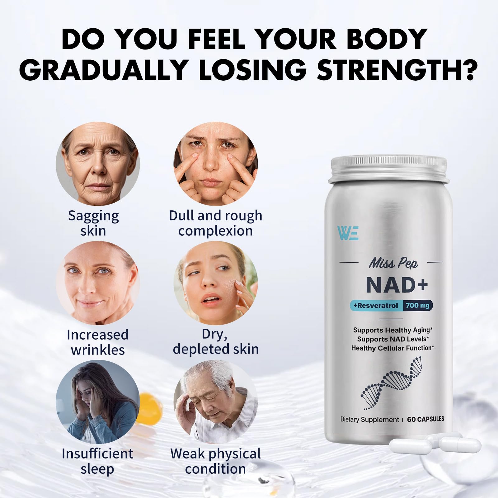 MISS PEP NAD+ capsule closeup suggesting focus and mental clarity support
