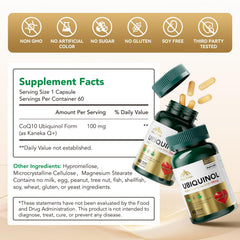 Mission Hill Foods CoQ10 bottle side view with dosage information