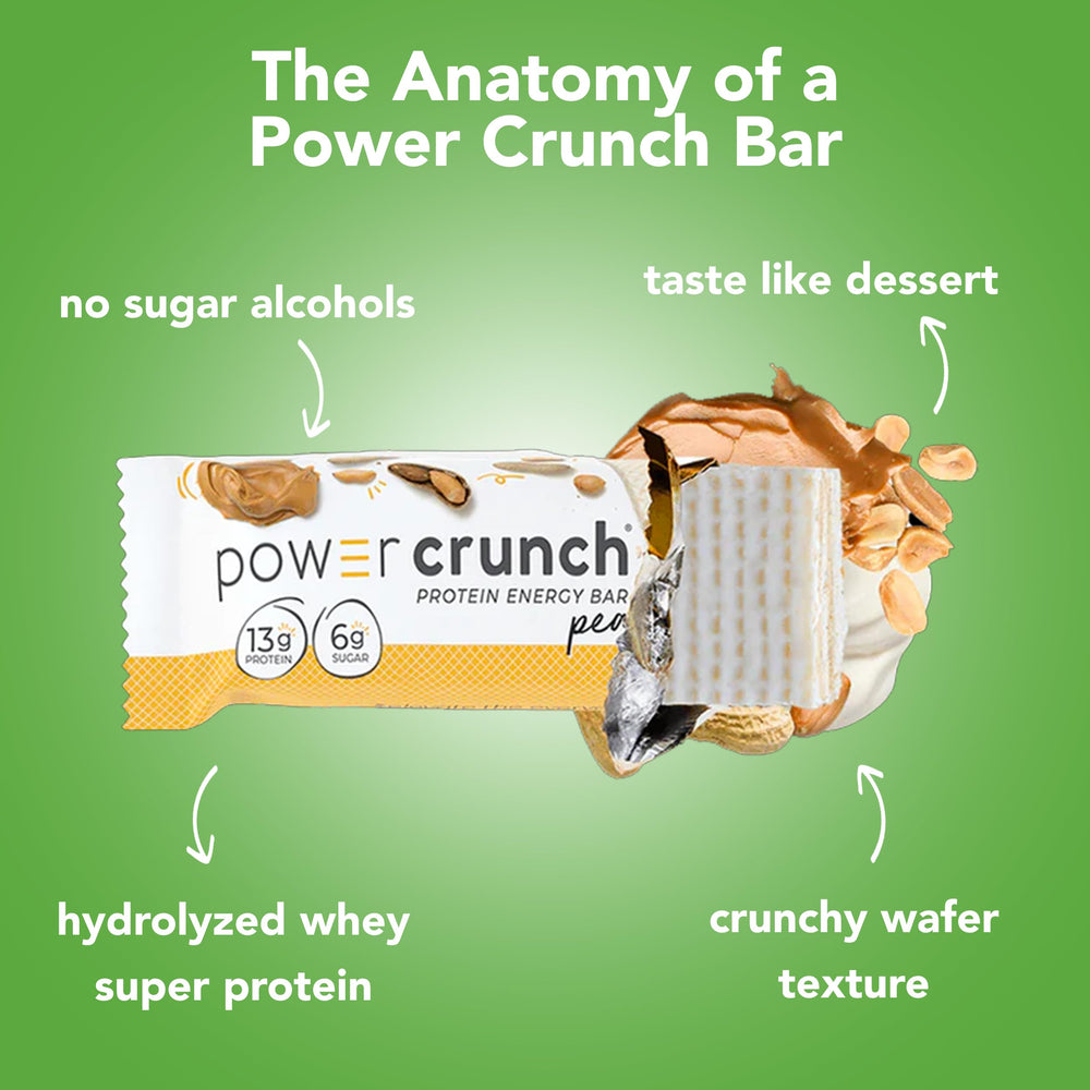 Mission Nutrition Power Crunch Peanut Butter Creme bar, creamy center in a crunchy bar