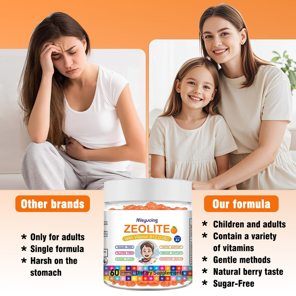 Front view of Misyvoing Zeolite packaging showing sugar-free claim