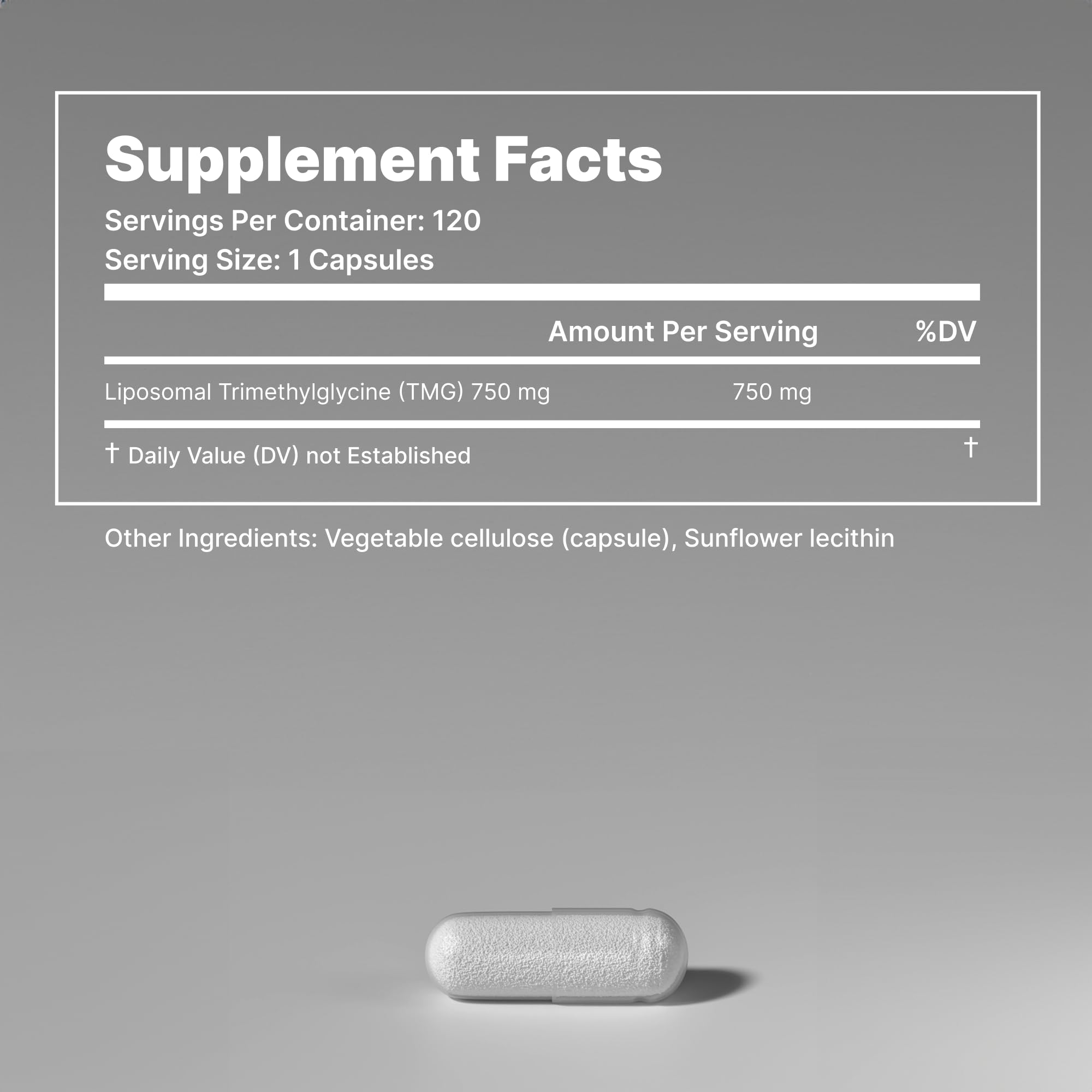 Mitogenex Liposomal TMG daily-use scene showing two-capsule serving.