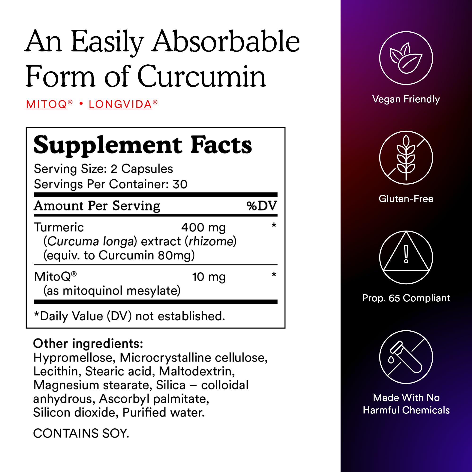 MitoQ Curcumin Advanced glass with pills illustrating daily wellness routine